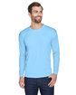 UltraClub Adult Cool & Dry Sport Long-Sleeve Performance Interlock T-Shirt COLUMBIA BLUE ModelQrt