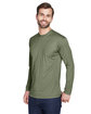 UltraClub Adult Cool & Dry Sport Long-Sleeve Performance Interlock T-Shirt military green ModelQrt