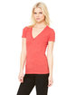 Bella + Canvas Ladies' Triblend Short-Sleeve Deep V-Neck T-Shirt red triblend ModelSide