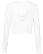 Bella + Canvas Ladies' Cropped Long Sleeve Hoodie T-Shirt solid wht trblnd FlatBack