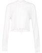 Bella + Canvas Ladies' Cropped Long Sleeve Hoodie T-Shirt solid wht trblnd FlatFront