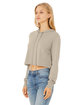 Bella + Canvas Ladies' Cropped Long Sleeve Hoodie T-Shirt tan triblend ModelQrt