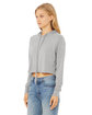 Bella + Canvas Ladies' Cropped Long Sleeve Hoodie T-Shirt ath grey triblnd ModelQrt
