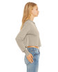 Bella + Canvas Ladies' Cropped Long Sleeve Hoodie T-Shirt tan triblend ModelSide