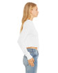 Bella + Canvas Ladies' Cropped Long Sleeve Hoodie T-Shirt solid wht trblnd ModelSide