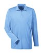 UltraClub Men's Cool & Dry Heathered Performance Quarter-Zip COLMBIA BLU HTHR OFFront