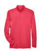 UltraClub Men's Cool & Dry Heathered Performance Quarter-Zip RED HEATHER FlatFront