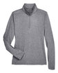 UltraClub Ladies' Cool & Dry Heathered Performance Quarter-Zip charcoal heather FlatFront