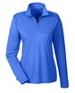 UltraClub Ladies' Cool & Dry Heathered Performance Quarter-Zip royal heather OFFront