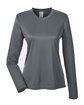 UltraClub Ladies' Cool & Dry Performance Long-Sleeve Top charcoal OFFront