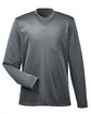 UltraClub Youth Cool & Dry Performance Long-Sleeve Top charcoal OFFront
