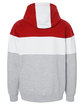 J America Men's Varsity Pullover Hooded Sweatshirt red/ oxford ModelBack