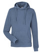 J America Unisex Pigment Dyed Fleece Hooded Sweatshirt denim OFFront
