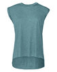 Bella + Canvas Ladies' Flowy Muscle T-Shirt with Rolled Cuff hthr deep teal OFFront
