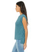 Bella + Canvas Ladies' Flowy Muscle T-Shirt with Rolled Cuff hthr deep teal ModelSide