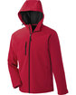 North End Men's Prospect Two-Layer Fleece Bonded Soft Shell Hooded Jacket MOLTEN RED OFFront