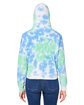 J America Ladies' Triblend Cropped Hooded Sweatshirt lagoon tie dye ModelBack