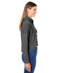 J America Ladies' Triblend Cropped Hooded Sweatshirt grey triblend ModelSide