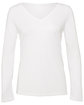 Bella + Canvas Ladies' Flowy Long-Sleeve V-Neck WHITE OFFront