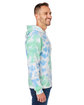 J America Adult Tie-Dye Pullover Hooded Sweatshirt lagoon tie dye ModelSide