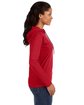 Anvil Ladies' Lightweight Long-Sleeve Hooded T-Shirt RED/ DARK GREY ModelSide
