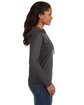 Anvil Ladies' Lightweight Long-Sleeve Hooded T-Shirt HTH DK GY/ DK GY ModelSide