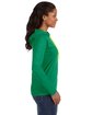 Anvil Ladies' Lightweight Long-Sleeve Hooded T-Shirt HTH GRN/ NEO YEL ModelSide