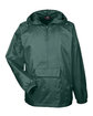 UltraClub Adult Quarter-Zip Hooded Pullover Pack-Away Jacket FOREST GREEN OFFront