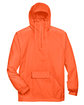 UltraClub Adult Quarter-Zip Hooded Pullover Pack-Away Jacket BRIGHT ORANGE FlatFront