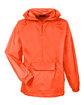 UltraClub Adult Quarter-Zip Hooded Pullover Pack-Away Jacket BRIGHT ORANGE OFFront