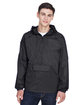 UltraClub Adult Quarter-Zip Hooded Pullover Pack-Away Jacket  