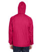 UltraClub Adult Quarter-Zip Hooded Pullover Pack-Away Jacket RED ModelBack