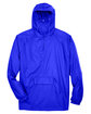 UltraClub Adult Quarter-Zip Hooded Pullover Pack-Away Jacket ROYAL FlatFront