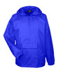 UltraClub Adult Quarter-Zip Hooded Pullover Pack-Away Jacket ROYAL OFFront