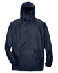 UltraClub Adult Quarter-Zip Hooded Pullover Pack-Away Jacket TRUE NAVY FlatFront