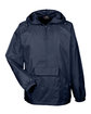 UltraClub Adult Quarter-Zip Hooded Pullover Pack-Away Jacket TRUE NAVY OFFront