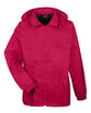 UltraClub Adult Full-Zip Hooded Pack-Away Jacket red OFFront