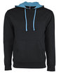 Next Level Apparel Unisex Laguna French Terry Pullover Hooded Sweatshirt BLACK/ TURQUOISE OFFront
