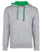 Next Level Apparel Unisex French Terry Pullover Hoodie HTHR GRY/ KL GRN OFFront