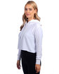 Next Level Apparel Ladies' Cropped Pullover Hooded Sweatshirt white ModelSide