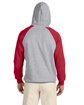 Jerzees Adult 8 oz. NuBlend® Colorblock Raglan Pullover Hooded Sweatshirt oxford/ true red ModelBack