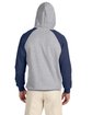 Jerzees Adult 8 oz. NuBlend® Colorblock Raglan Pullover Hooded Sweatshirt OXFORD/ J NAVY ModelBack