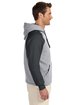 Jerzees Adult 8 oz. NuBlend® Colorblock Raglan Pullover Hooded Sweatshirt oxford/ black ModelSide