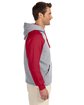 Jerzees Adult 8 oz. NuBlend® Colorblock Raglan Pullover Hooded Sweatshirt OXFORD/ TRUE RED ModelSide