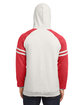Jerzees Unisex NuBlend Varsity Color-Block Hooded Sweatshirt oat hth/ f rd ht ModelBack