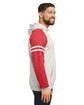 Jerzees Unisex NuBlend Varsity Color-Block Hooded Sweatshirt oat hth/ f rd ht ModelSide