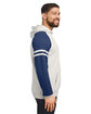 Jerzees Unisex NuBlend Varsity Color-Block Hooded Sweatshirt oat hth/ ind hth ModelSide