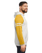 Jerzees Unisex NuBlend Varsity Color-Block Hooded Sweatshirt oat hth/ mst hth ModelSide