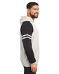 Jerzees Unisex NuBlend Varsity Color-Block Hooded Sweatshirt oat hth/ blk ink ModelSide