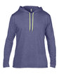 Gildan Adult Lightweight Long-Sleeve Hooded T-Shirt HTH BLU/ NEO YEL FlatFront